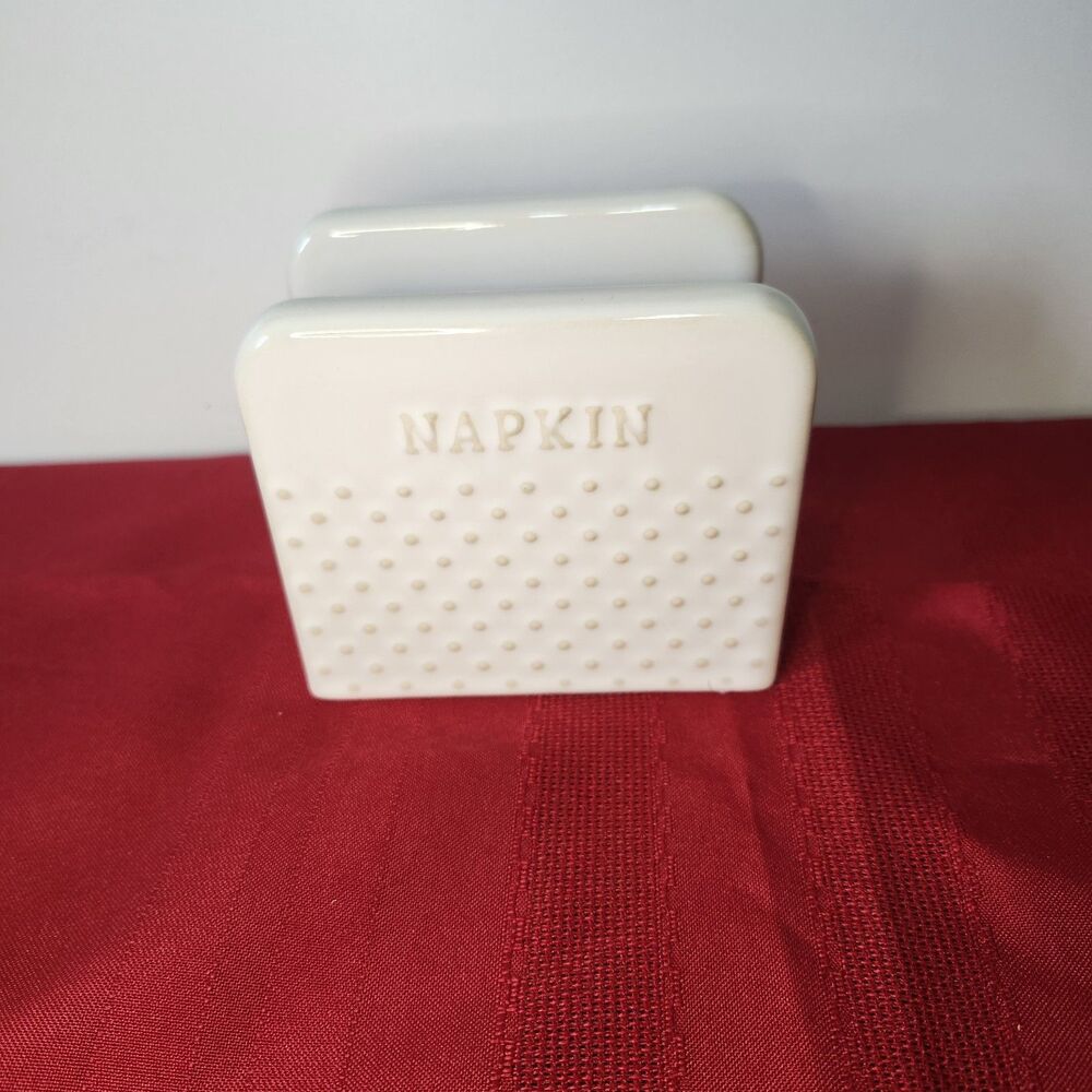Better Homes & Gardens White Stoneware Ceramic Napkin Holder Dot Farmhouse